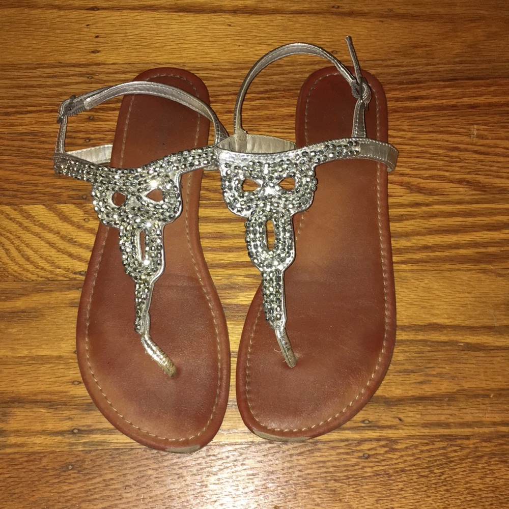 Silver beaded sandals